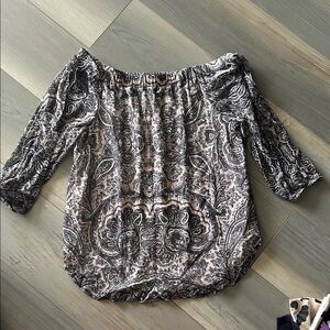 INC International Concepts Black and White Off-Shoulder Blouse